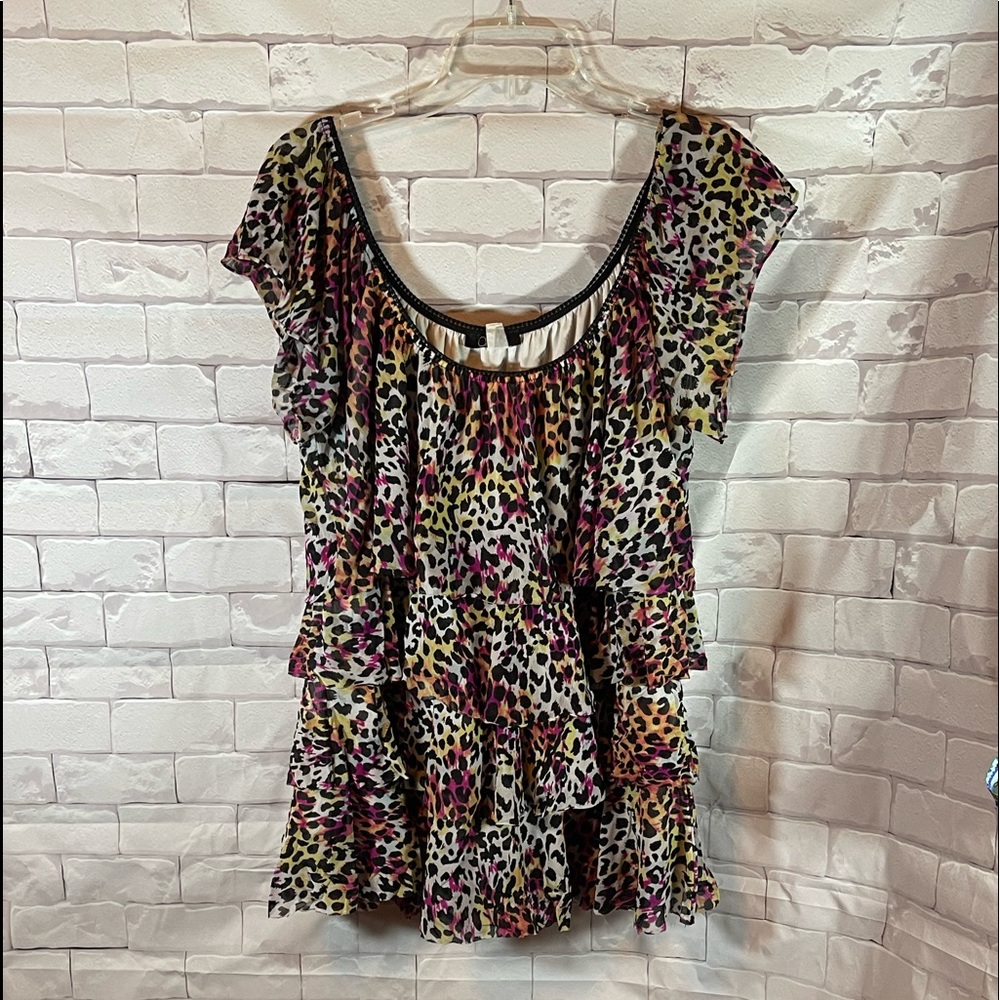 Cheetah Print Ruffled Blouse
